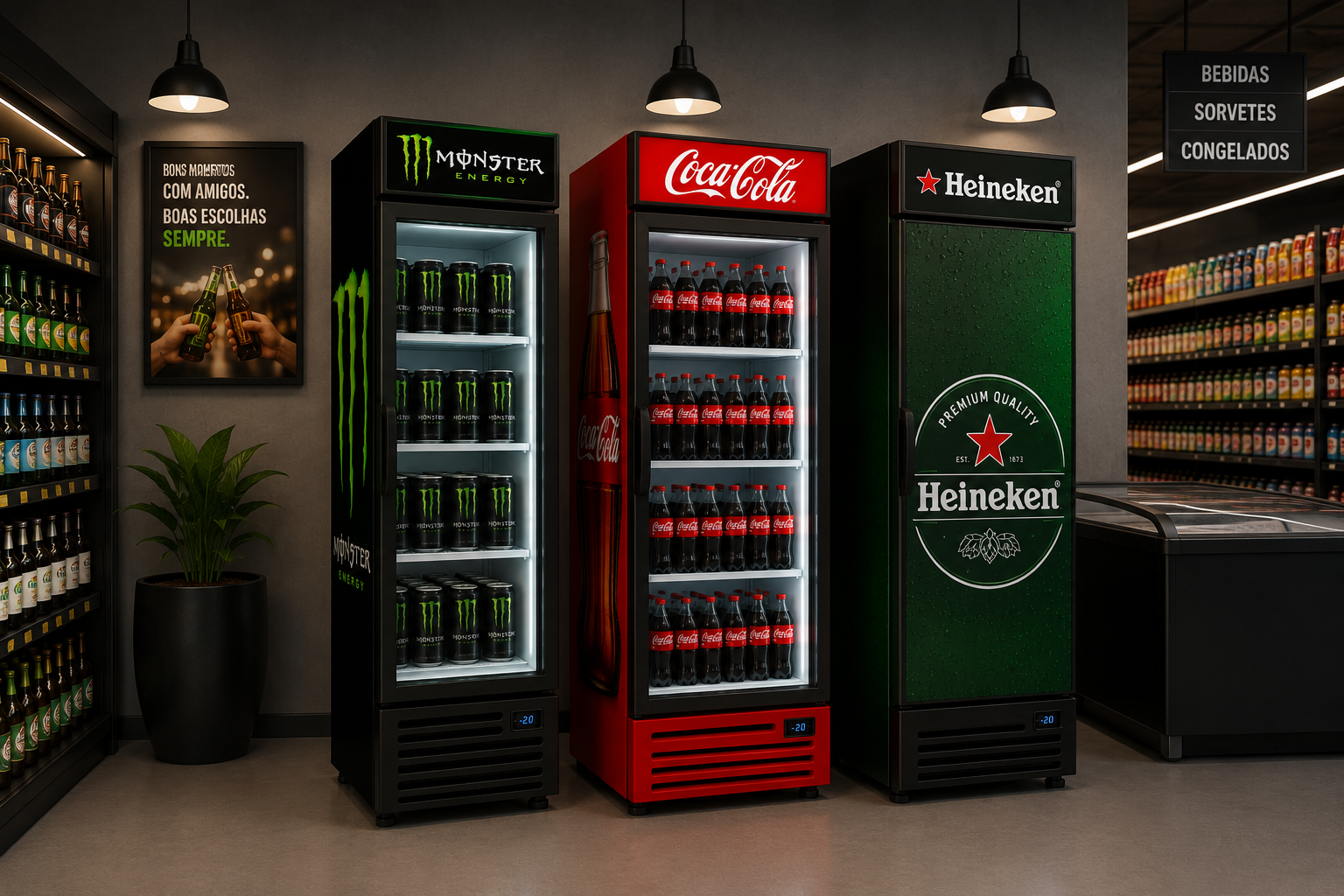 Cervejeira comercial adesivada com vinil premium